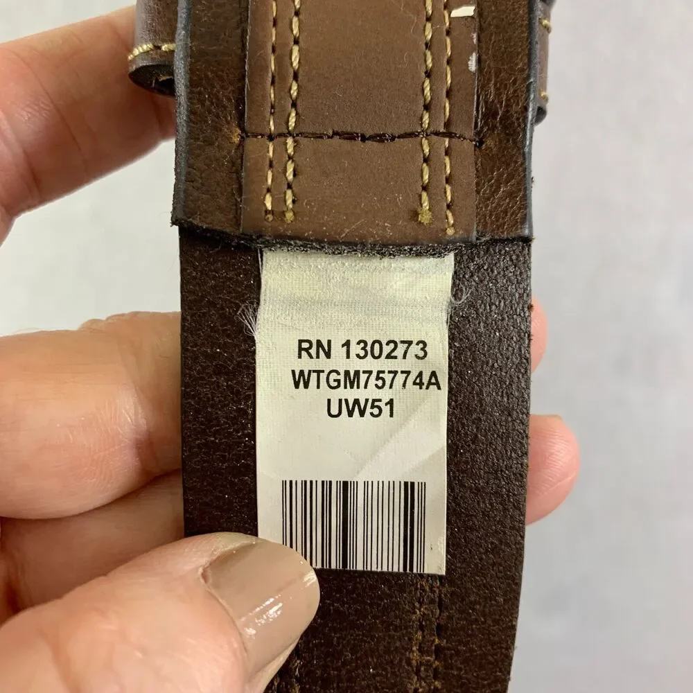 Wrangler Mens Genuine Leather Belt Sz 46 Brown 2 Tone Casual Western Rugged Work